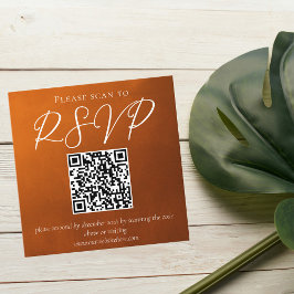 Tarjeta De Recepción RSVP de código QR del Boda de otoño del Naranja qu