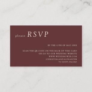 Tarjeta De Recepción RSVP de código QR del Boda negro minimalista de Bo