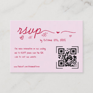 Tarjeta De Recepción RSVP de código QR quirky con escrúpulos rojos dibu
