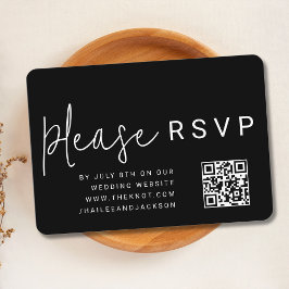 Tarjeta De Recepción RSVP de código QR sencillo y moderno minimalista