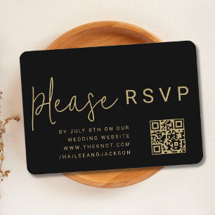 Tarjeta De Recepción RSVP de código QR sencillo y moderno minimalista