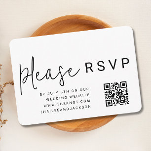 Tarjeta De Recepción RSVP de código QR sencillo y moderno minimalista