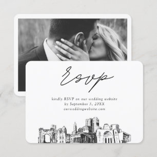 Tarjeta De Recepción RSVP de esbozo Minimalista de Boda de columna
