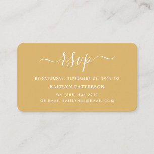Tarjeta De Recepción RSVP de escritura simple blanca y dorada moderna