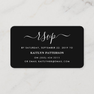 Tarjeta De Recepción RSVP de escritura simple moderna en blanco y negro