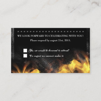 Tarjeta de recepción RSVP de flamencos de cuero y