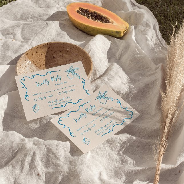 Tarjeta De Recepción RSVP de la boda de limón con mano dibujada (Subido por el creador)