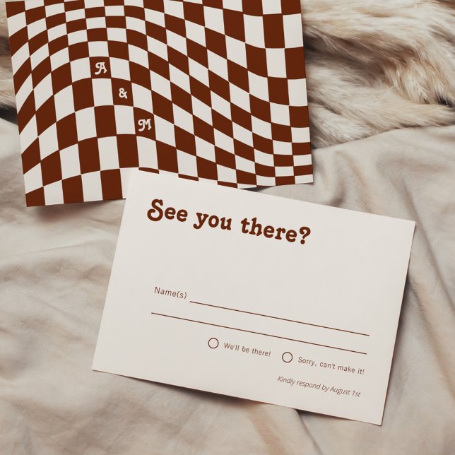 Tarjeta De Recepción RSVP de la versión retro moderna de la Moda terrac (Subido por el creador)