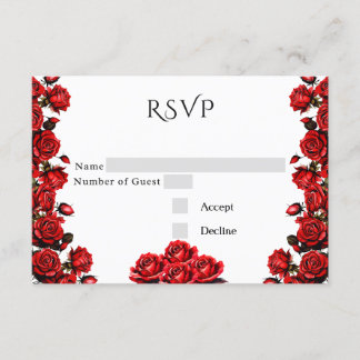 Tarjeta De Recepción RSVP de las rosas rojas de nieve