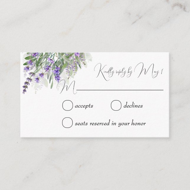 Tarjeta De Recepción RSVP de lavanda y salvia (Anverso)