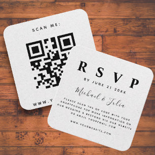 Tarjeta De Recepción RSVP de matrimonio de código QR de papel de Kraft