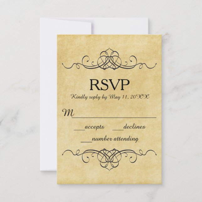 Tarjeta de recepción - RSVP de papel antiguo (Anverso)