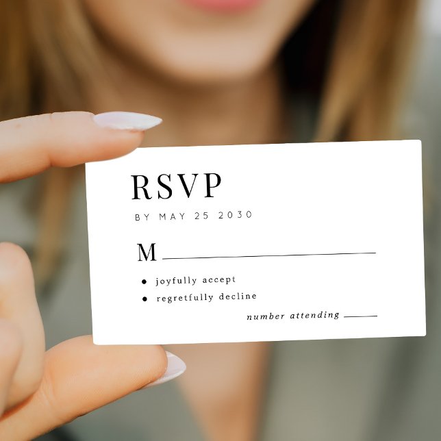 Tarjeta De Recepción RSVP de presupuesto blanco y negro boda moderno (Subido por el creador)