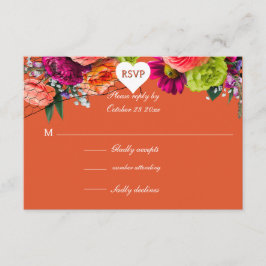 Tarjeta De Recepción RSVP de Rosa Naranja y Rosa