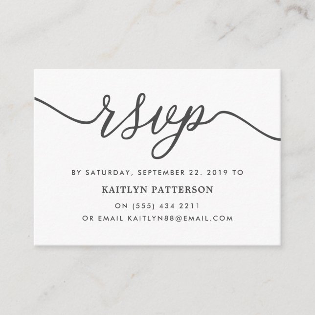 Tarjeta De Recepción RSVP de script simple (Anverso)