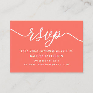 Tarjeta De Recepción RSVP de script simple de coral