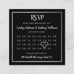 Tarjeta De Recepción RSVP del calendario de Relieves metalizados platea