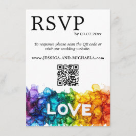 Tarjeta De Recepción 🌈 RSVP+Detalla LGBTQ Pintada Con Amor