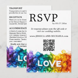 Tarjeta De Recepción 🌈 RSVP+Detalla LGBTQ Pintada Con Amor