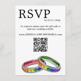 Tarjeta De Recepción 🌈 RSVP+Detalles LGBTQ Entrelazados en Orgullo