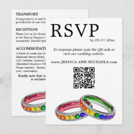 Tarjeta De Recepción 🌈 RSVP+Detalles LGBTQ Entrelazados en Orgullo