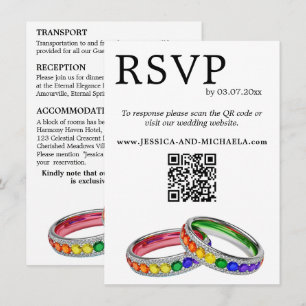 Tarjeta De Recepción 🌈 RSVP+Detalles  LGBTQ Entrelazados en Orgullo