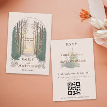 RSVP en línea Código QR Simple Elegante bosque rús