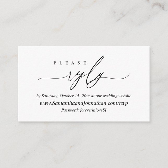 Tarjeta De Recepción RSVP en línea, enclo moderno simple de caligrafía  (Anverso)