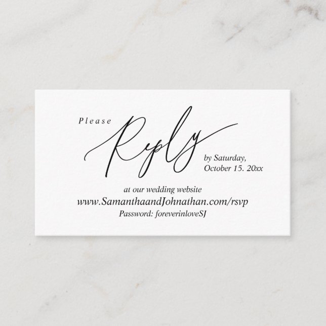 Tarjeta De Recepción RSVP en línea, enclo moderno simple de caligrafía  (Anverso)