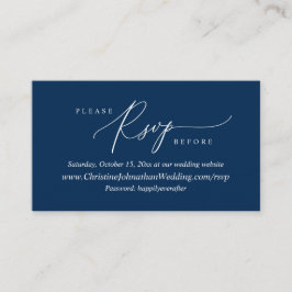 Tarjeta De Recepción RSVP en línea, moderna caligrafía azul de la marin