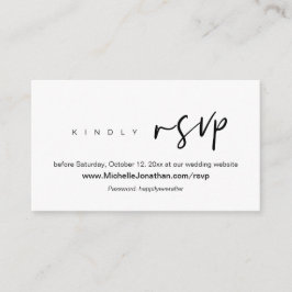 Tarjeta De Recepción RSVP en línea moderna, sitio web Boda, contraseña