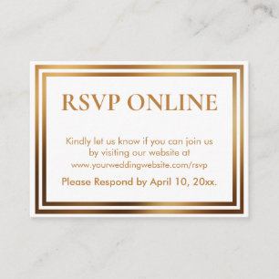 Tarjeta De Recepción RSVP en línea simple elegante dorado y blanco