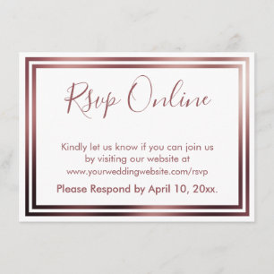 Tarjeta De Recepción RSVP en línea simple elegante Rosa de oro en blanc