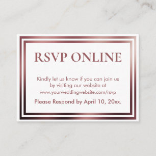 Tarjeta De Recepción RSVP en línea simple elegante Rosa de oro en blanc