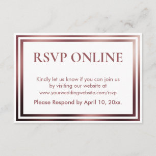Tarjeta De Recepción RSVP en línea simple elegante Rosa de oro en blanc