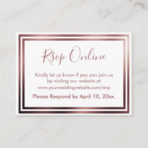 Tarjeta De Recepción RSVP en línea simple elegante Rosa de oro en blanc