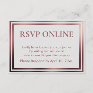 Tarjeta De Recepción RSVP en línea simple elegante Rosa de oro en gris