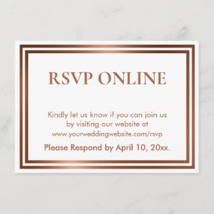 Tarjeta De Recepción RSVP en línea simple y elegante cobre en blanco