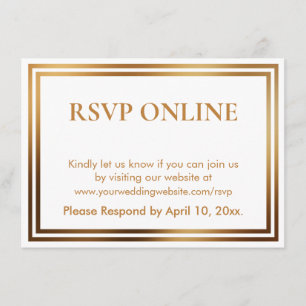 Tarjeta De Recepción RSVP en línea simple y elegante fronteras de oro e