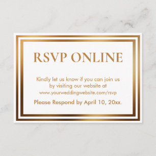 Tarjeta De Recepción RSVP en línea simple y elegante tono de oro y blan