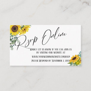 Tarjeta De Recepción RSVP Escritura a mano en línea Girasol y Eucalipto