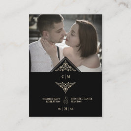 Tarjeta De Recepción RSVP Gold Wedding Initials Fl