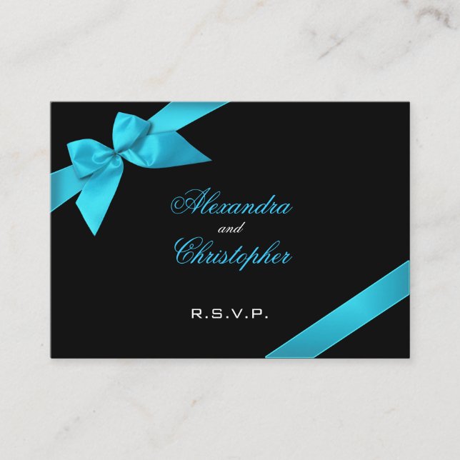 Tarjeta De Recepción RSVP Minicard de cinta turquesa (Anverso)