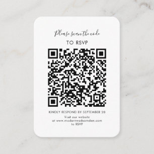 Tarjeta De Recepción RSVP minimalista con script de código QR