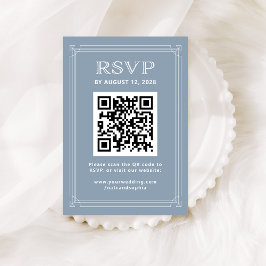 Tarjeta De Recepción RSVP moderna con código QR | Azul turbio