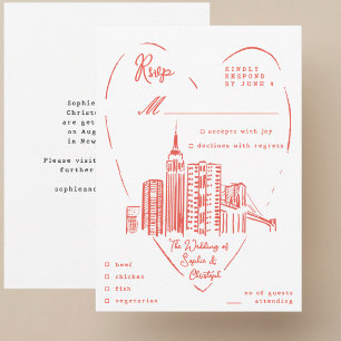 Tarjeta De Recepción RSVP NYC boda en Nueva York