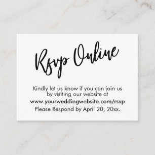 Tarjeta De Recepción RSVP Online Casual Moderna Tipografía Blanca Negra