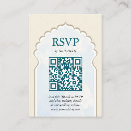 Tarjeta De Recepción RSVP Peacock Taj Mahal Boda indio QR código