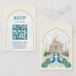 Tarjeta De Recepción RSVP Peacock Taj Mahal Boda indio QR código