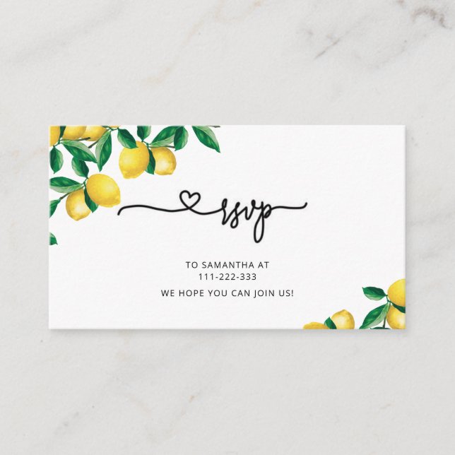 Tarjeta De Recepción RSVP pequeño (Anverso)
